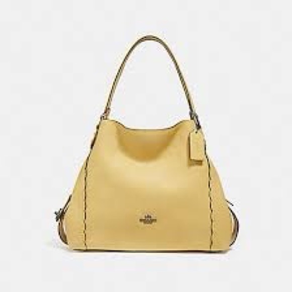 COACH Edie 31 Pebble Leather Yellow Handbag COACH Edie 31 Pebble Leather Yellow Handbag
